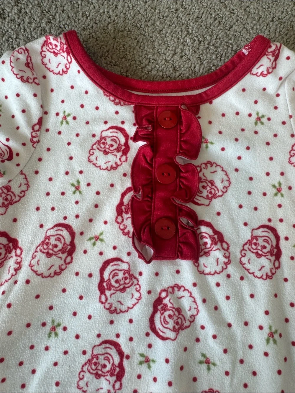 SweetHoney Girls 3T St Nick Santa Christmas Ruffle Lounge Pajama Set Holiday